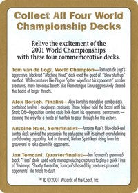 2001 World Championship Advertisement Card [World Championship Decks]