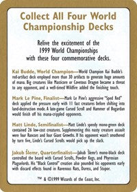 1999 World Championship Advertisement Card [World Championship Decks]