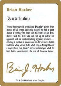 1998 Brian Hacker Biography Card [World Championship Decks]