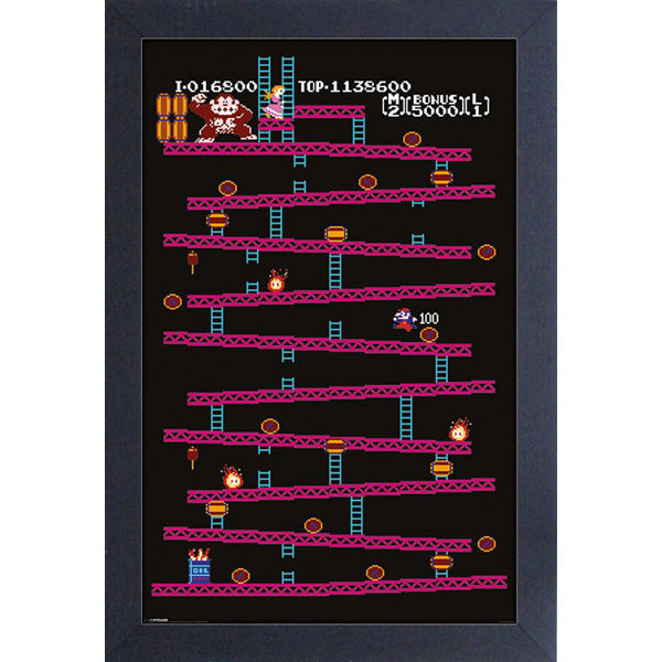 Donkey Kong Level 1 11″x17″ Framed Print