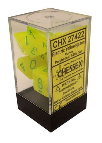 7 Electric Yellow/green vortex Polyhedral Dice Set - CHX27422