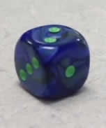 36 Lustrous Dark Blue w/green 12mm D6 Dice - CHX27896