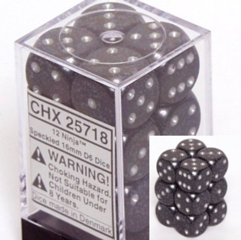 12 Ninja Speckled 16mm D6 Dice Block - CHX25718