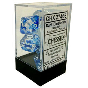 7 Dark Blue w/White Nebula Polyhedral Dice Set - CHX27466