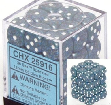 36 Sea Speckled 12mm D6 Dice Block - CHX25916