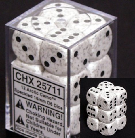 12 Arctic Camo Speckled 16mm D6 Dice Block - CHX25711