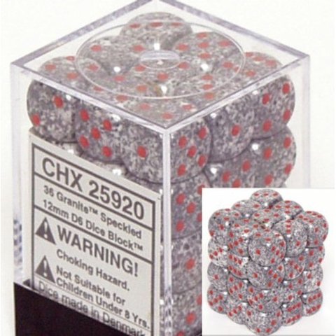 36 Granite Speckled 12mm D6 Dice Block - CHX25920