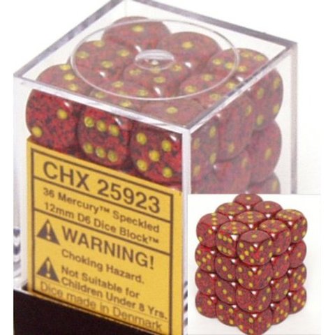 36 Mercury Speckled 12mm D6 Dice Block - CHX25923