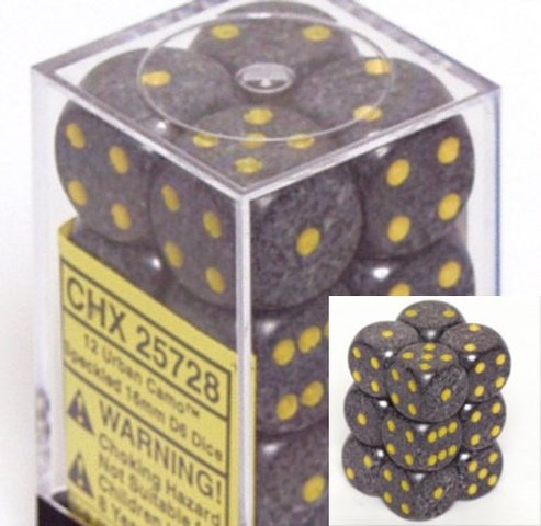 12 Urban Camo Speckled 16mm D6 Dice Block - CHX25728